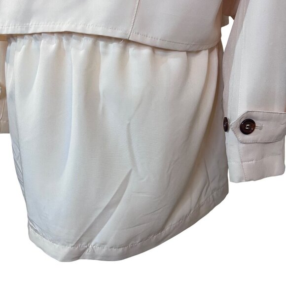 London Fog Womens Buttery Cream Lightweight Button Zipper Jacket Adjustable - L - Picture 9 of 16